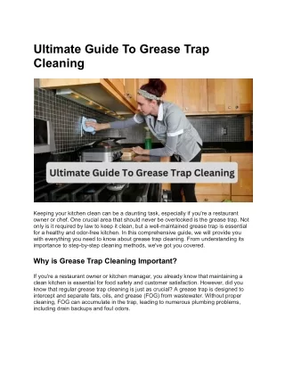 Ultimate Guide To Grease Trap Cleaning