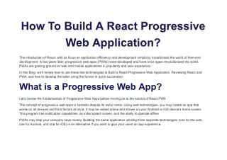 How To Build A React Progressive Web Application