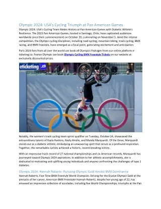 Olympic 2024 USA's Cycling Triumph at Pan American Games