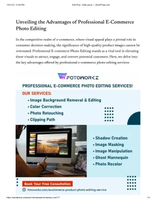 Advantages of Professional E-Commerce Photo Editing