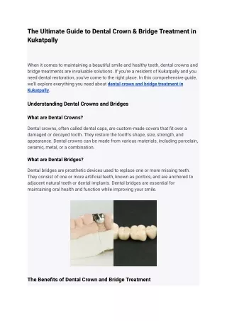 dental crown & bridge treatment in kukatpally