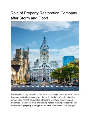 Role of property restoration company after storm and flood
