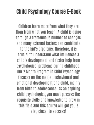 Child Psychology Course E-Book