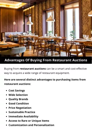 Advantages Of Buying From Restaurant Auctions