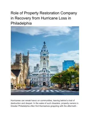 Role of Property Restoration Company in Recovery from Hurricane Loss