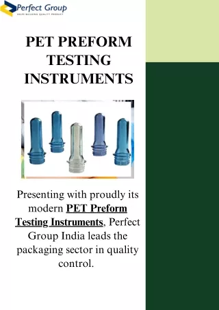 Pet preform testing instruments | Perfect Group India