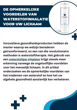 De opmerkelijke voordelen van waterstofinhalatie voor uw lichaam