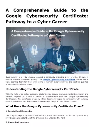 A Comprehensive Guide to the Google Cybersecurity Certificate_ Pathway to a Cyber Career