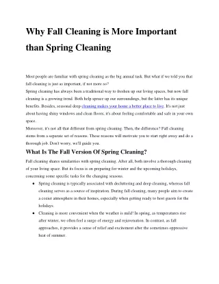 Why Fall Cleaning is More Important Than Spring Cleaning