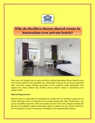 Why do dwellers choose shared rooms in Amsterdam over private hotels