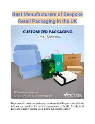 Best Manufacturers of Bespoke Retail Packaging in the United Kingdom