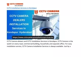 CCTV Installation Services in Kondapur