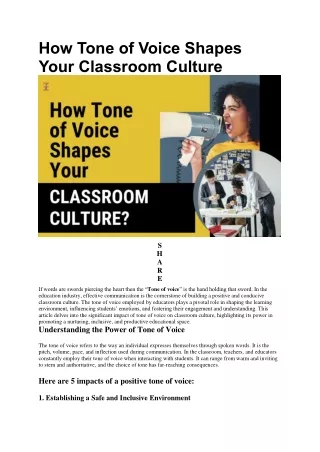 Tone Of Voice: 5 Positive And Negative Impacts Which Shapes Your Classroom Cultu