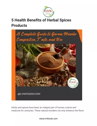 5 Health Benefits of Herbal Spices Products