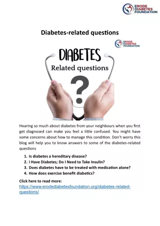 Diabetes-related questions-Erode diabetes foundation - best in erode