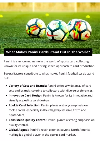 What Makes Panini Cards Stand Out In The World?