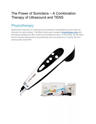 The Power of SonictensThe Power of Sonictens-Ultrasound and TENS Combo - Therapy