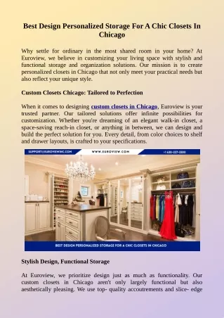 Best Design Personalized Storage For A Chic Closets In Chicago