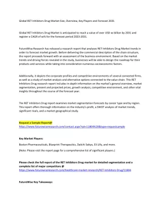Global RET Inhibitors Drug Market Size, Overview, Key Players and Forecast 2031