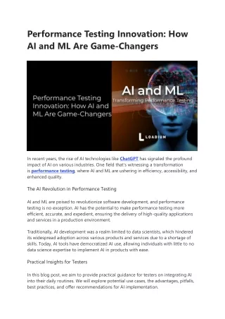 Performance Testing Innovation How AI and ML Are Game