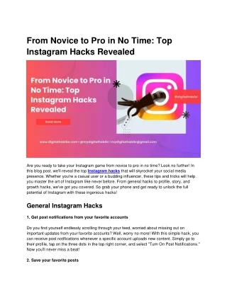 From Novice to Pro in No Time Top Instagram Hacks Revealed