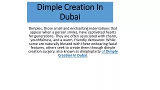 Dimple Creation In Dubai