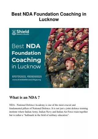 Best NDA Foundation Coaching in Lucknow