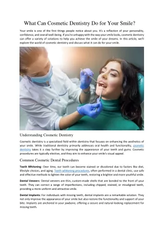 What Can Cosmetic Dentistry Do for Your Smile?