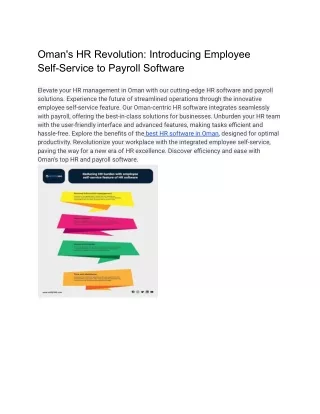 Effortless HR: Oman's Leading Payroll Software with Advanced Self-Service