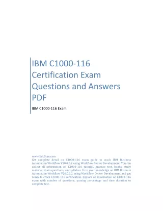 IBM C1000-116 Certification Exam Questions and Answers PDF