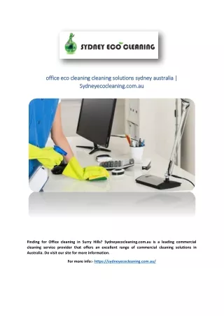 office eco cleaning cleaning solutions sydney australia | Sydneyecocleaning.com.