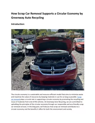 How Scrap Car Removal Supports a Circular Economy by Greenway Auto Recycling