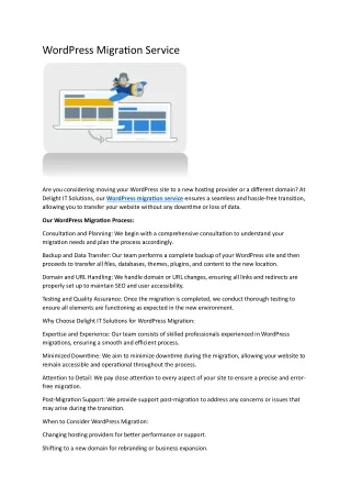 WordPress Migration Service - delightitsolutions.com