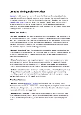 Creatine Timing Before or After