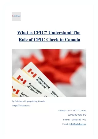 What is CPIC Understand The Role of CPIC Check in Canada