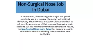 Non-Surgical Nose Job In Dubai,