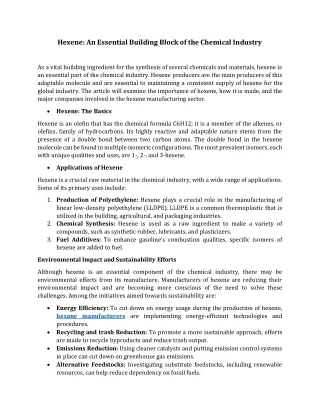 Hexene An Essential Building Block of the Chemical Industry