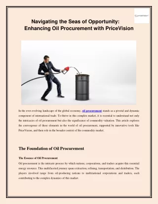 Navigating the Seas of Opportunity:Enhancing Oil Procurement with PriceVision