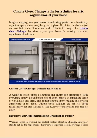 Custom Closet Chicago is the best solution for chic organization of your home