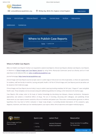 Where to Publish Case Reports_