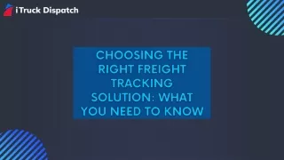 Choosing the Right Freight Tracking Solution What You Need to Know