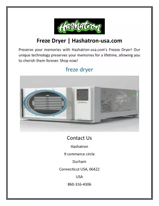 Freze Dryer | Hashatron-usa.com