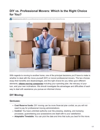 DIY vs Professional Movers Which Is the Right Choice for You