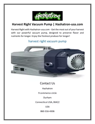 Harvest Right Vacuum Pump | Hashatron-usa.com