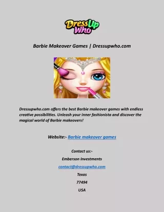 Barbie Makeover Games  Dressupwho com