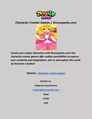 Character Creator Games  Dressupwho com