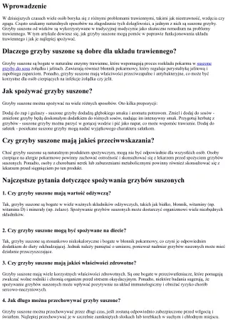 Grzyby suszone a problemy trawiennego - jak mogą pomóc?