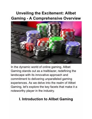 Unveiling the Excitement_ Allbet Gaming - A Comprehensive Overview