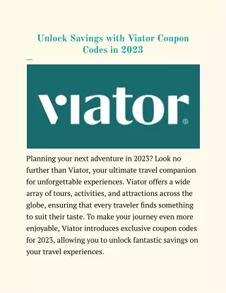 Unlock Savings with Viator Coupon Codes in 2023