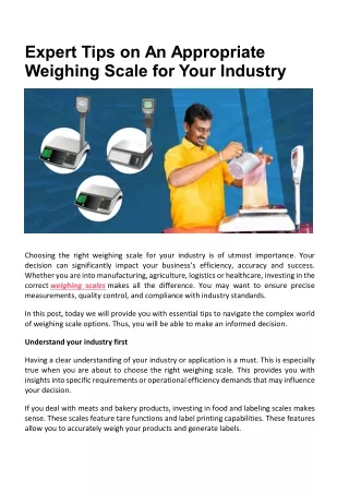 Expert Tips on An Appropriate Weighing Scale for Your Industry